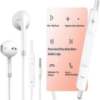 Premium Wired 3.5mm Stereo Earphones with Built-in Microphone Bazarcha
