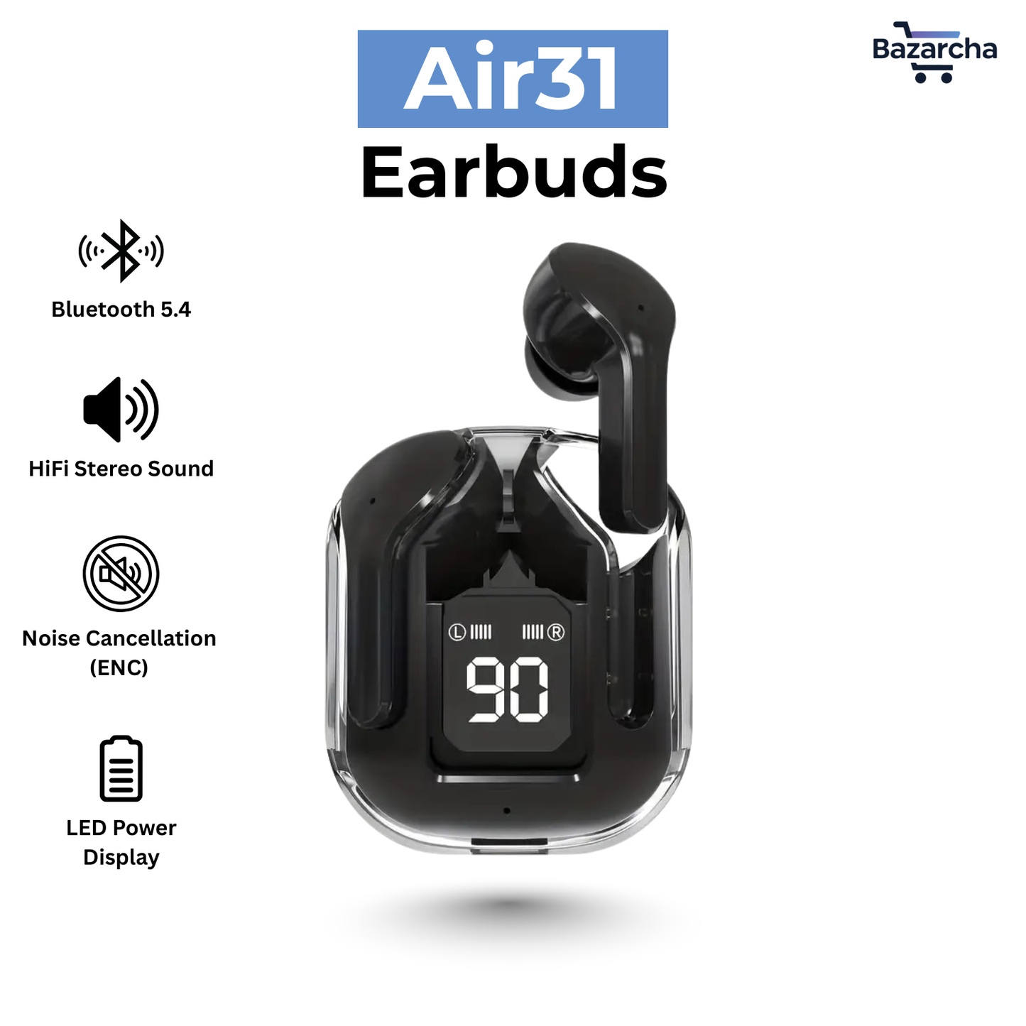 Air31 Bluetooth Earbuds V5.3 with ENC Noise Cancellation