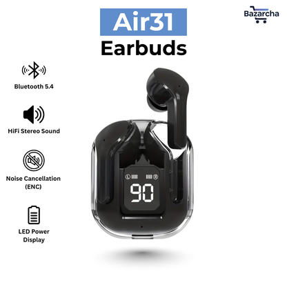 Air31 Bluetooth Earbuds V5.3 with ENC Noise Cancellation Bazarcha