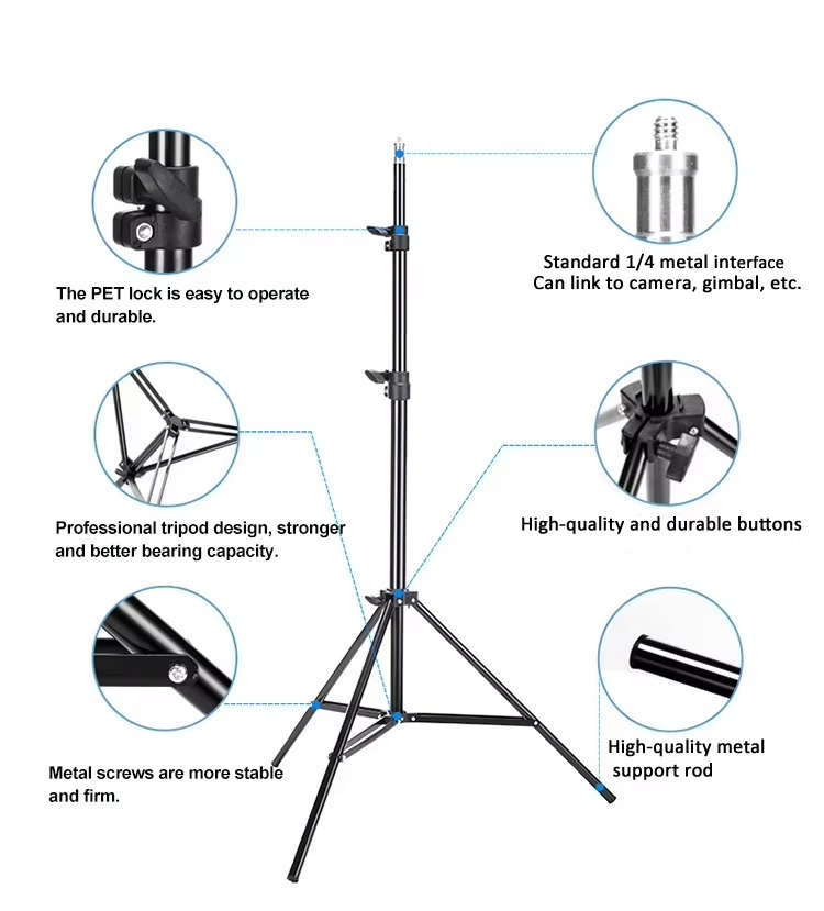 7 Feet Adjustable Foldable Tripod Stand - Heavy Duty Metal Stand