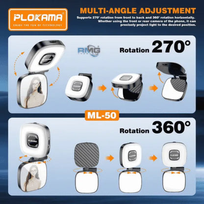 PLOKAMA ML-50 Mini LED Light with Mirror for Perfect Selfies Bazarcha