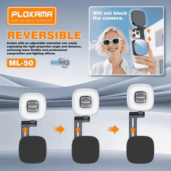 PLOKAMA ML-50 Mini LED Light with Mirror for Perfect Selfies