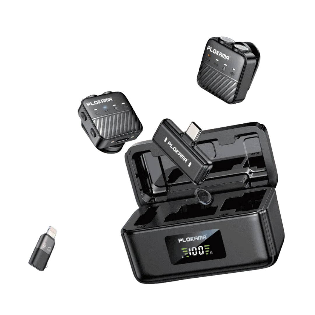 PLOKAMA VM-80 360° Wireless Lavalier Microphone | Dual Mic System with Magnetic Pickup Bazarcha