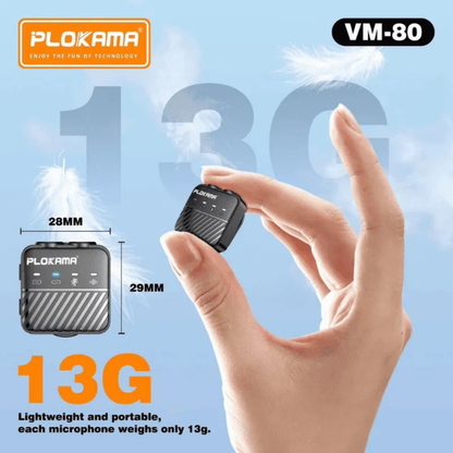 PLOKAMA VM-80 360° Wireless Lavalier Microphone | Dual Mic System with Magnetic Pickup Bazarcha