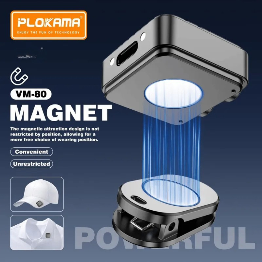 PLOKAMA VM-80 360° Wireless Lavalier Microphone | Dual Mic System with Magnetic Pickup Bazarcha