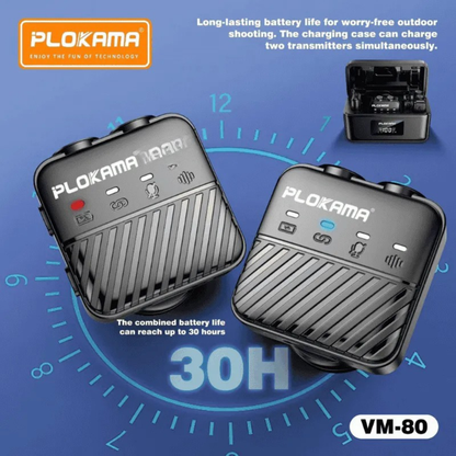 PLOKAMA VM-80 360° Wireless Lavalier Microphone | Dual Mic System with Magnetic Pickup Bazarcha