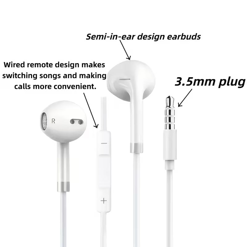 Premium Wired 3.5mm Stereo Earphones with Built-in Microphone