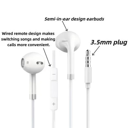 Premium Wired 3.5mm Stereo Earphones with Built-in Microphone Bazarcha