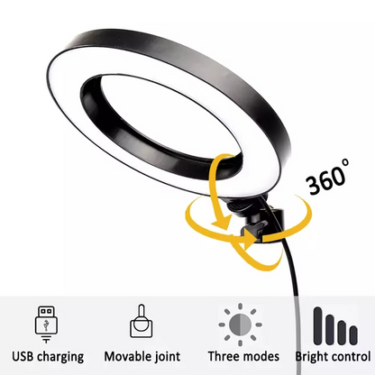 LED Ring Fill Light 26cm with Phone Holder & Flexible Arm - USB Powered Bazarcha