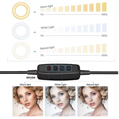 LED Ring Fill Light 26cm with Phone Holder & Flexible Arm - USB Powered Bazarcha