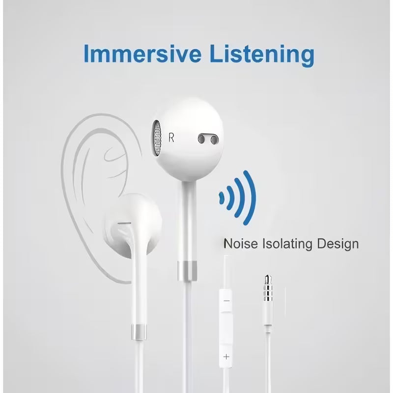 Premium Wired 3.5mm Stereo Earphones with Built-in Microphone