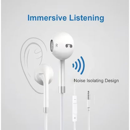 Premium Wired 3.5mm Stereo Earphones with Built-in Microphone Bazarcha