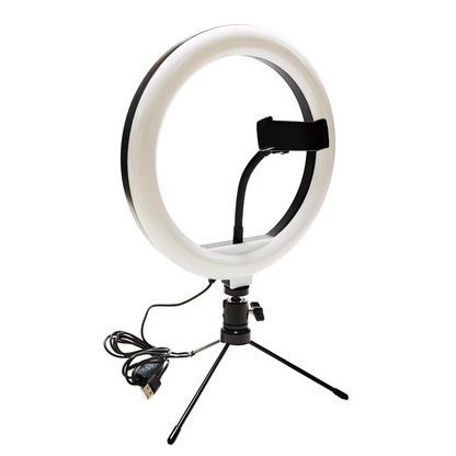 LED Ring Fill Light 26cm with Phone Holder & Flexible Arm - USB Powered Bazarcha