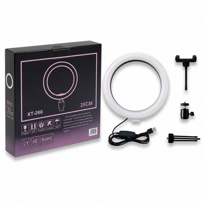 LED Ring Fill Light 26cm with Phone Holder & Flexible Arm - USB Powered Bazarcha