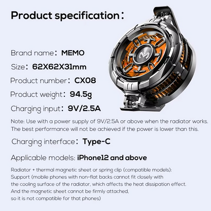 MEMO CX08 Mobile Cooling Fan for Gaming and Mutitasking Bazarcha