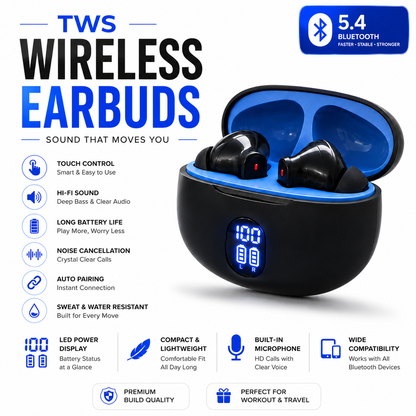 Stereo 895B Bluetooth Earbuds V5.4 with Noise Cancellation Bazarcha