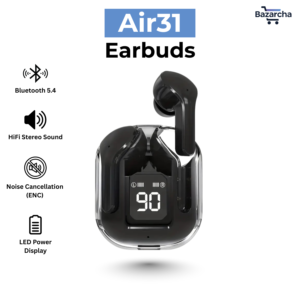 Home air31 wireless bluetooth earbuds v5.3 with led display & enc noise cancellation